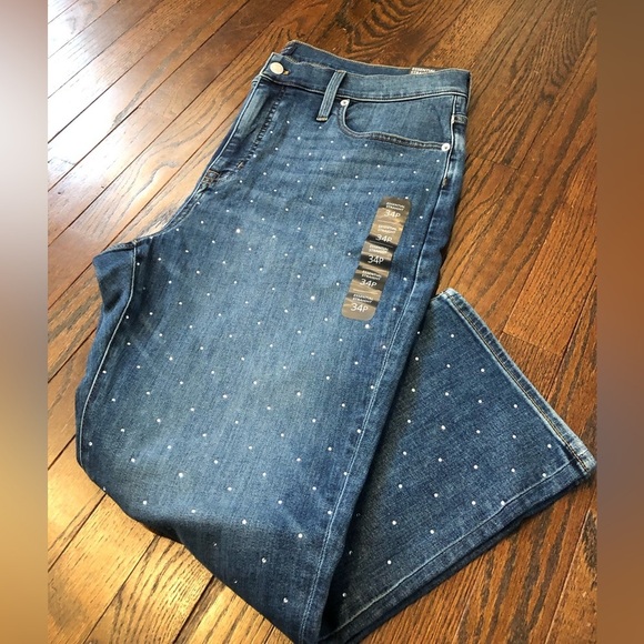 J. Crew Women’s 34P Petite Rhinestone Essential Straight Signature Stretch Jeans - Picture 5 of 15